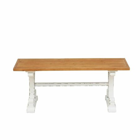 KD VESTIDOR Farmhouse Distressed White & Natural Wood Coffee Table KD3268852